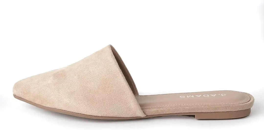J. Adams Lennox Mules for Women - Closed Pointed Toe Flat Heel Slides