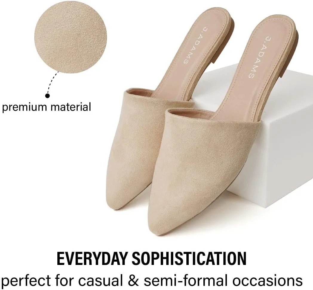 J. Adams Lennox Mules for Women - Closed Pointed Toe Flat Heel Slides