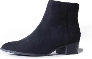 J. Adams Women's Viper Ankle Boots - Short Chunky Low-Heel Pointed-Toe Block Booties, Comfortable and Stylish for Everyday Wear