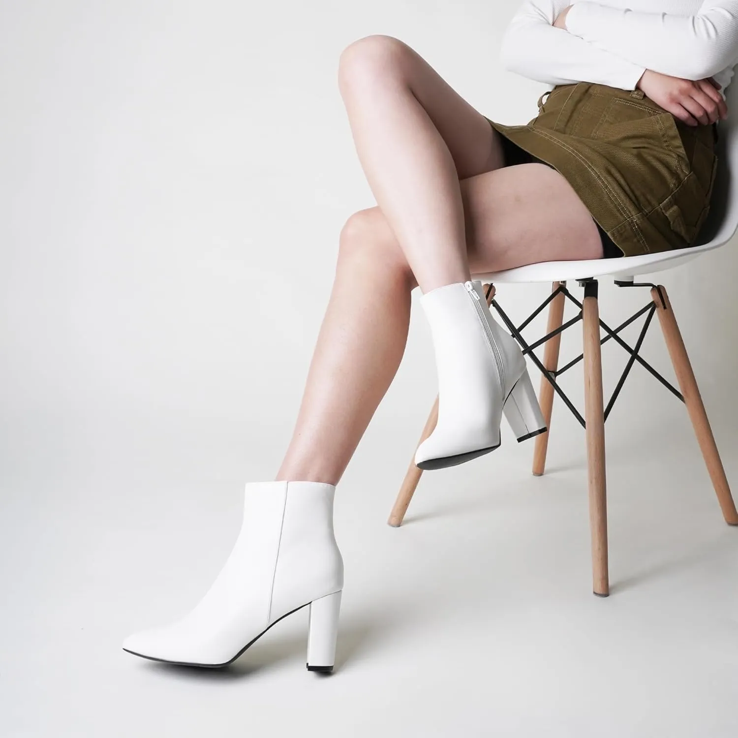 J. Adams Women's Wallice Ankle Booties - Chic Pointed Toe Block Heel Boots with Side Zipper - Comfortable and Stylish Dress Boots for Everyday Wear