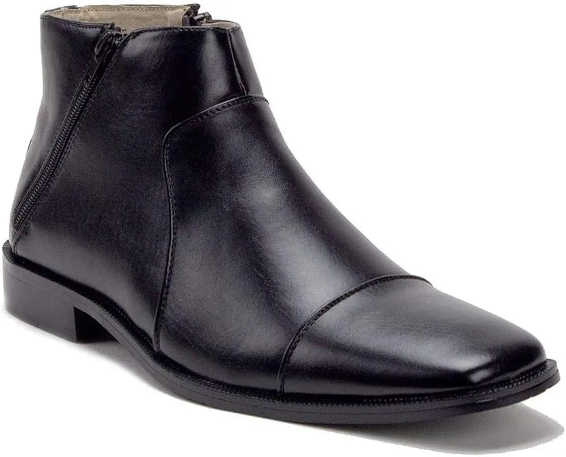 Jazamé Men's 49904 Leather Lined Double Zip Cap Toe Dress Bootie Ankle Boots