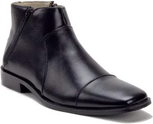 Jazamé Men's 49904 Leather Lined Double Zip Cap Toe Dress Bootie Ankle Boots