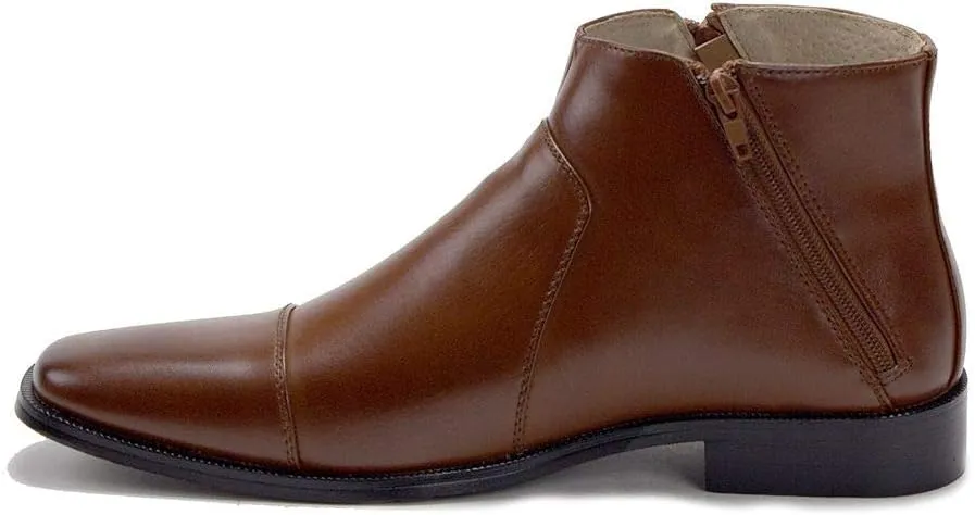 Jazamé Men's 49904 Leather Lined Double Zip Cap Toe Dress Bootie Ankle Boots