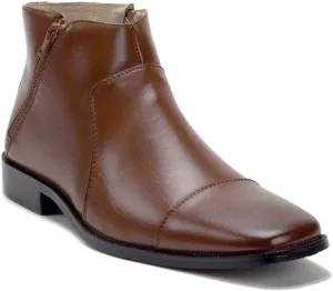 Jazamé Men's 49904 Leather Lined Double Zip Cap Toe Dress Bootie Ankle Boots