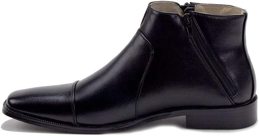 Jazamé Men's 49904 Leather Lined Double Zip Cap Toe Dress Bootie Ankle Boots
