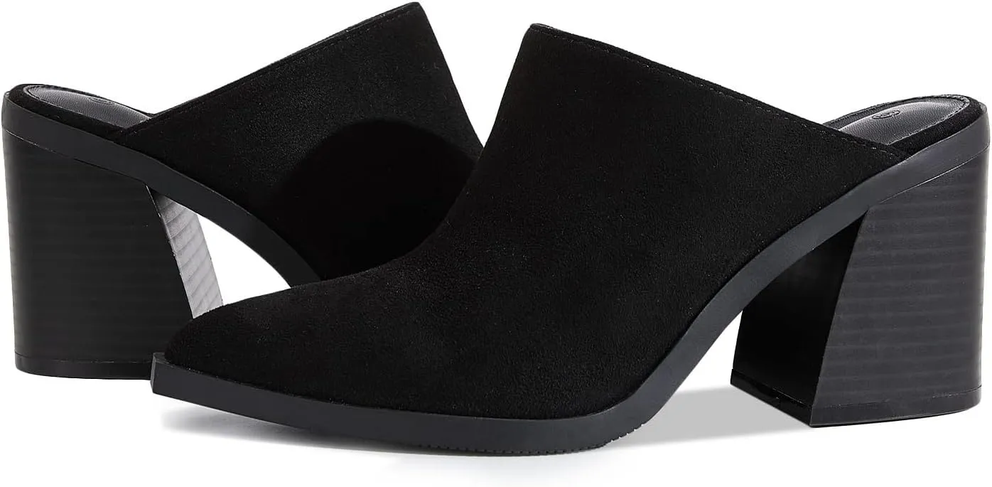 JeimPoey Womens Mules Pumps Point Closed Toe Slip-on Heels Stacked Chunky Block Heel Backless Clogs