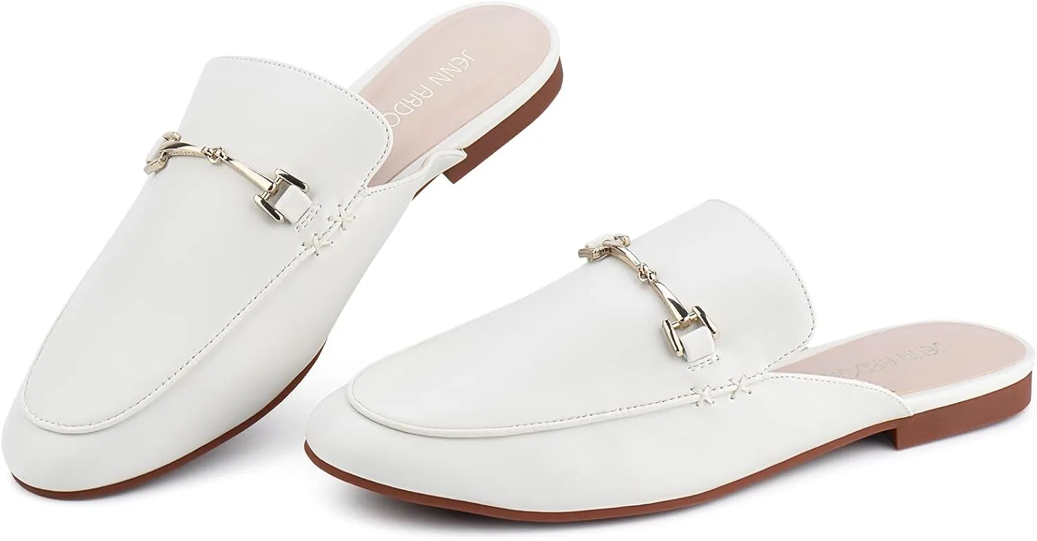 JENN ARDOR Mules for Women Flats Backless Loafers Shoes Slip On Slippers Pointed Toe Low Heel Work Slides Womens Mules Casual Shoes