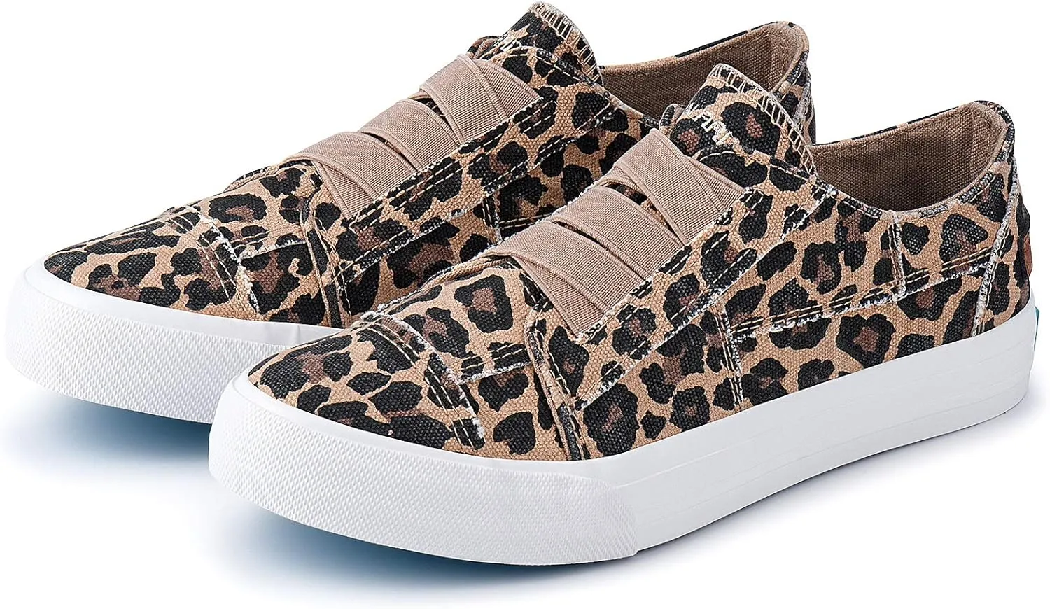 JENN ARDOR Women's Stylish Slip On Sneakers No Laces Elastic Low Top Canvas Sneakers Trendy Flats Comfortable Casual Walking Shoes