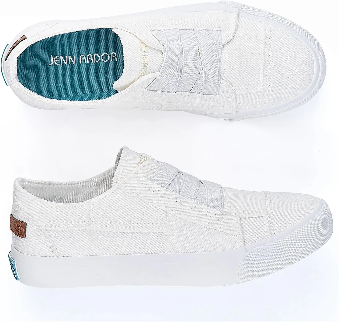 JENN ARDOR Women's Stylish Slip On Sneakers No Laces Elastic Low Top Canvas Sneakers Trendy Flats Comfortable Casual Walking Shoes