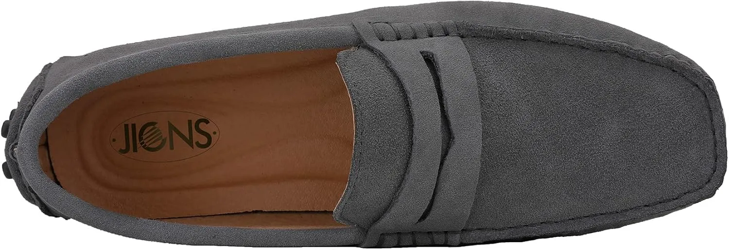 JIONS Mens Driving Penny Loafers Suede Moccasins Slip On Casual Dress Boat Shoes