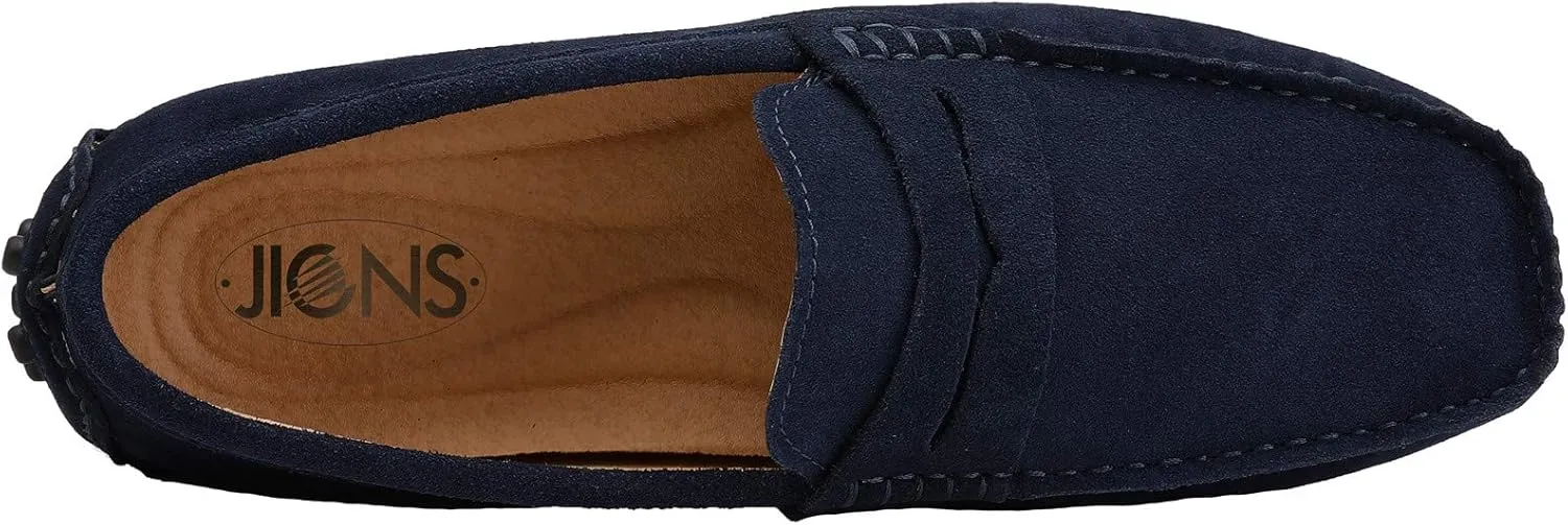 JIONS Mens Driving Penny Loafers Suede Moccasins Slip On Casual Dress Boat Shoes