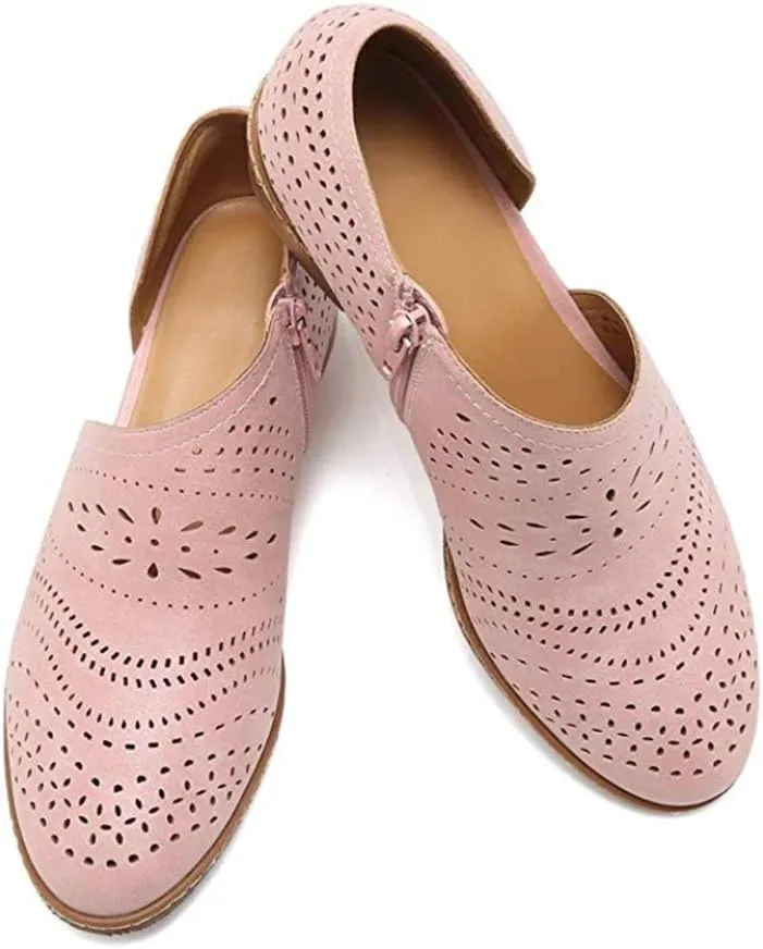 JITUUE Ankle Boots for Women Casual Slip On Loafers Pointed Toe Chunky Block Low Heel Shoes Cut Out Office Dress Comfy Casual Booties