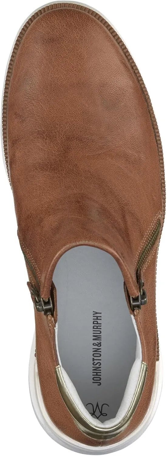 Johnston & Murphy Emery Zip Bootie for Women – Ankle Boots for Women, Leather Double Zipper Boots