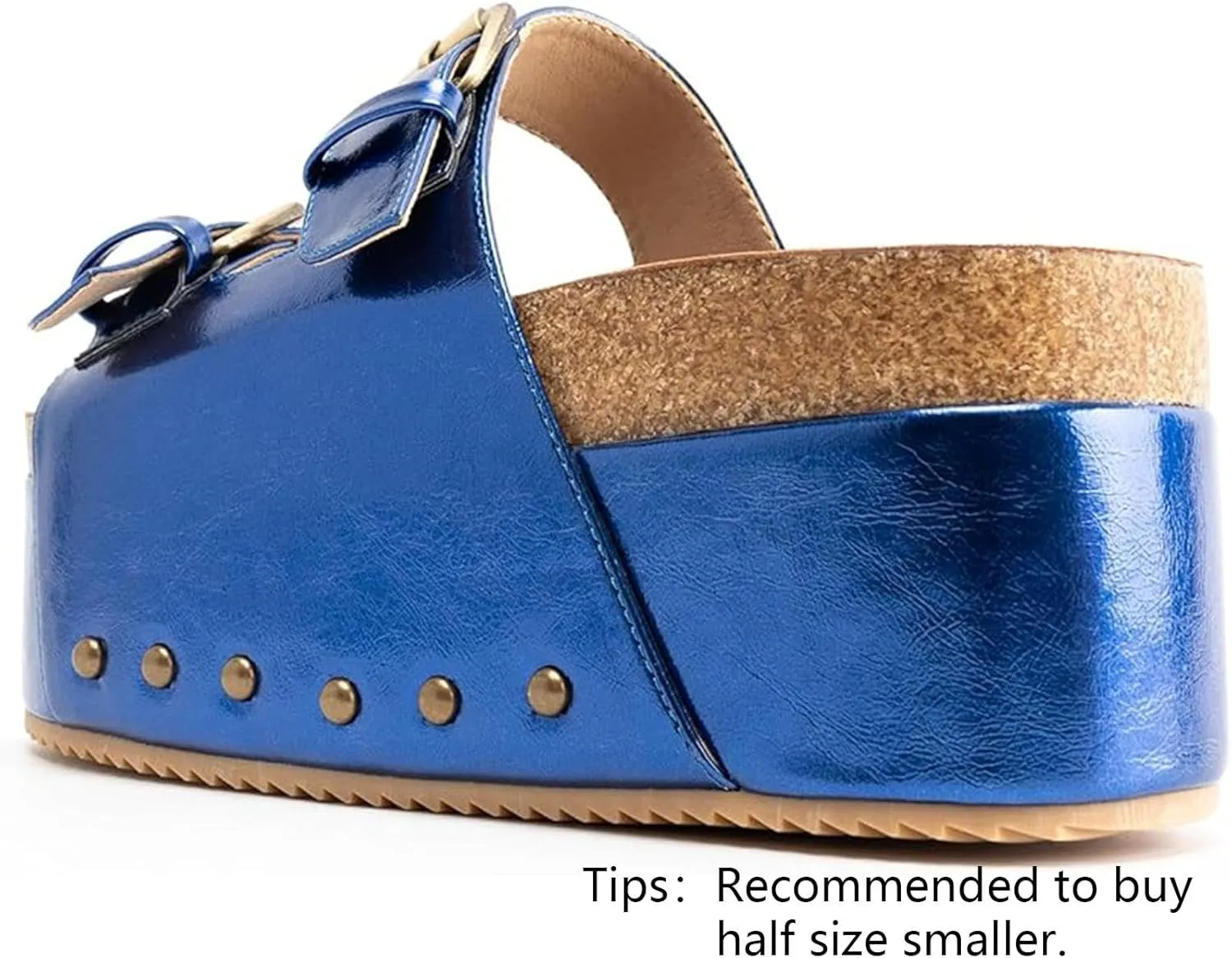 JORISTIMO Women's Cork Flatform Sandals Dual Buckled Band Suede Clogs Platform Slip On Sandals