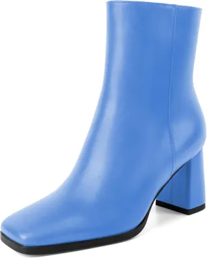 Joseywade Womens Ankle Boots Chunky Heel Boots Ankle Booties Square Toe 3 Inch Side Zip Boots Fall Shoes US Size 5-13