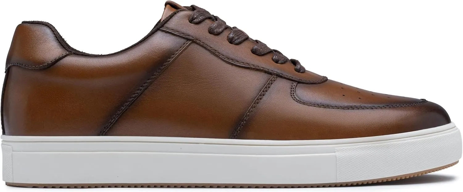 Jousen Men's Fashion Sneakers Leather Casual Dress Shoes Lace Up