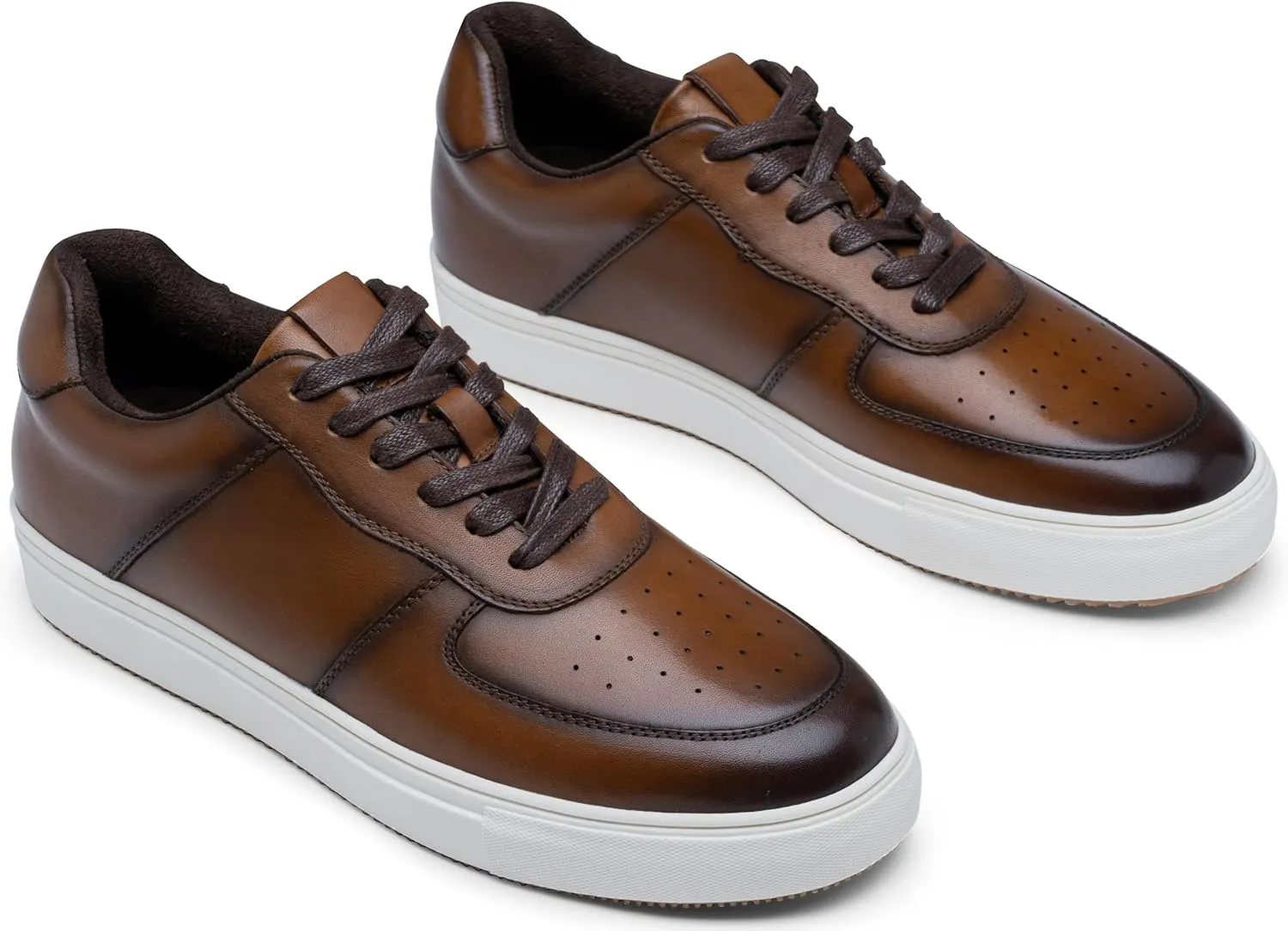Jousen Men's Fashion Sneakers Leather Casual Dress Shoes Lace Up