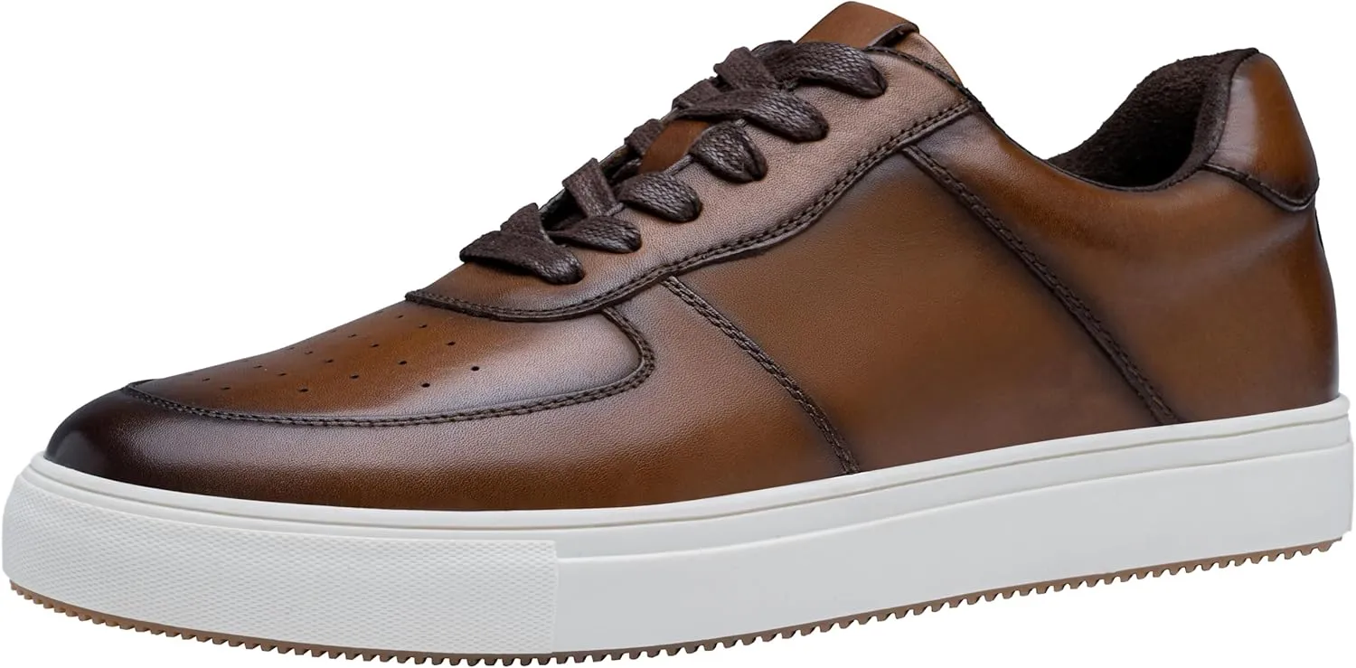 Jousen Men's Fashion Sneakers Leather Casual Dress Shoes Lace Up