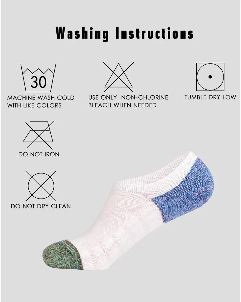 JOYNÉE Men's 6 Pack Casual Cushion Anti-Slid Cotton No Show Socks with Silicone