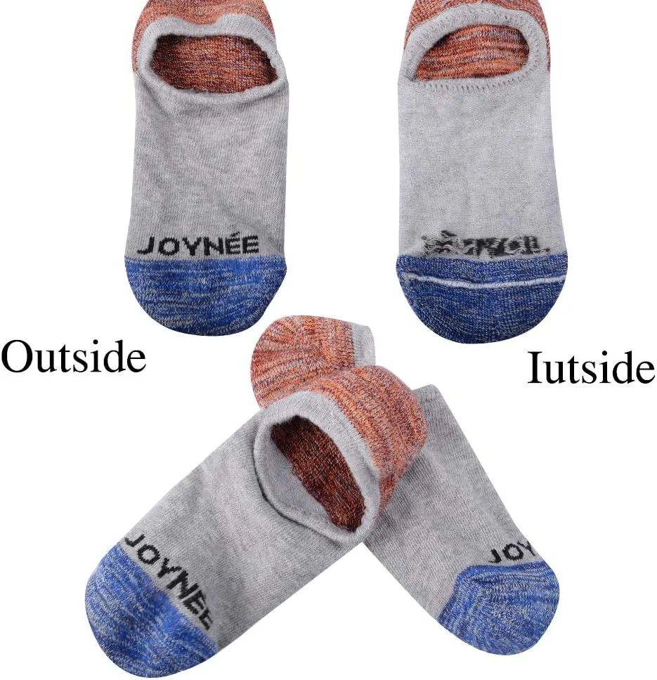 JOYNÉE Men's 6 Pack Casual Cushion Anti-Slid Cotton No Show Socks with Silicone