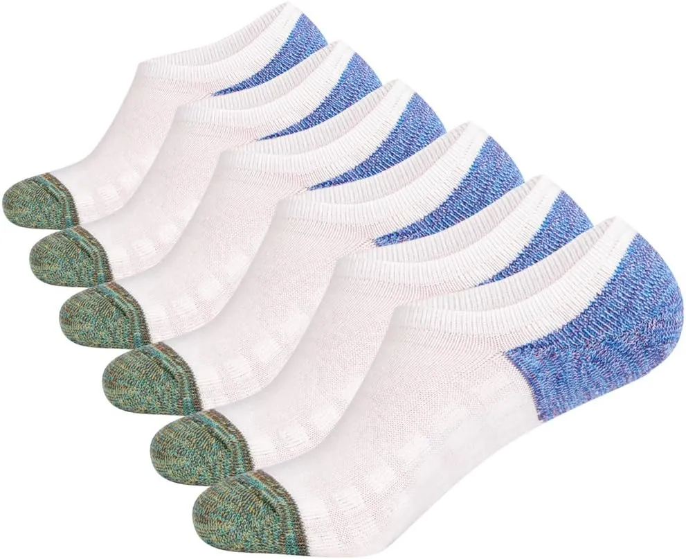 JOYNÉE Men's 6 Pack Casual Cushion Anti-Slid Cotton No Show Socks with Silicone