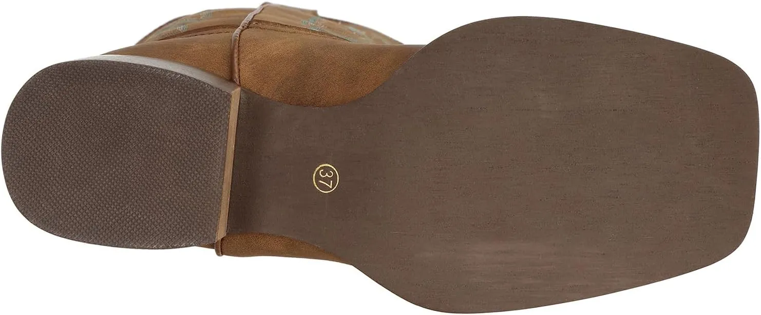 J's.o.l.e Square Toe Cowboy Boots for Women Wide Calf Cowgirl Boots Mid Calf