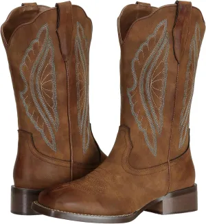 J's.o.l.e Square Toe Cowboy Boots for Women Wide Calf Cowgirl Boots Mid Calf