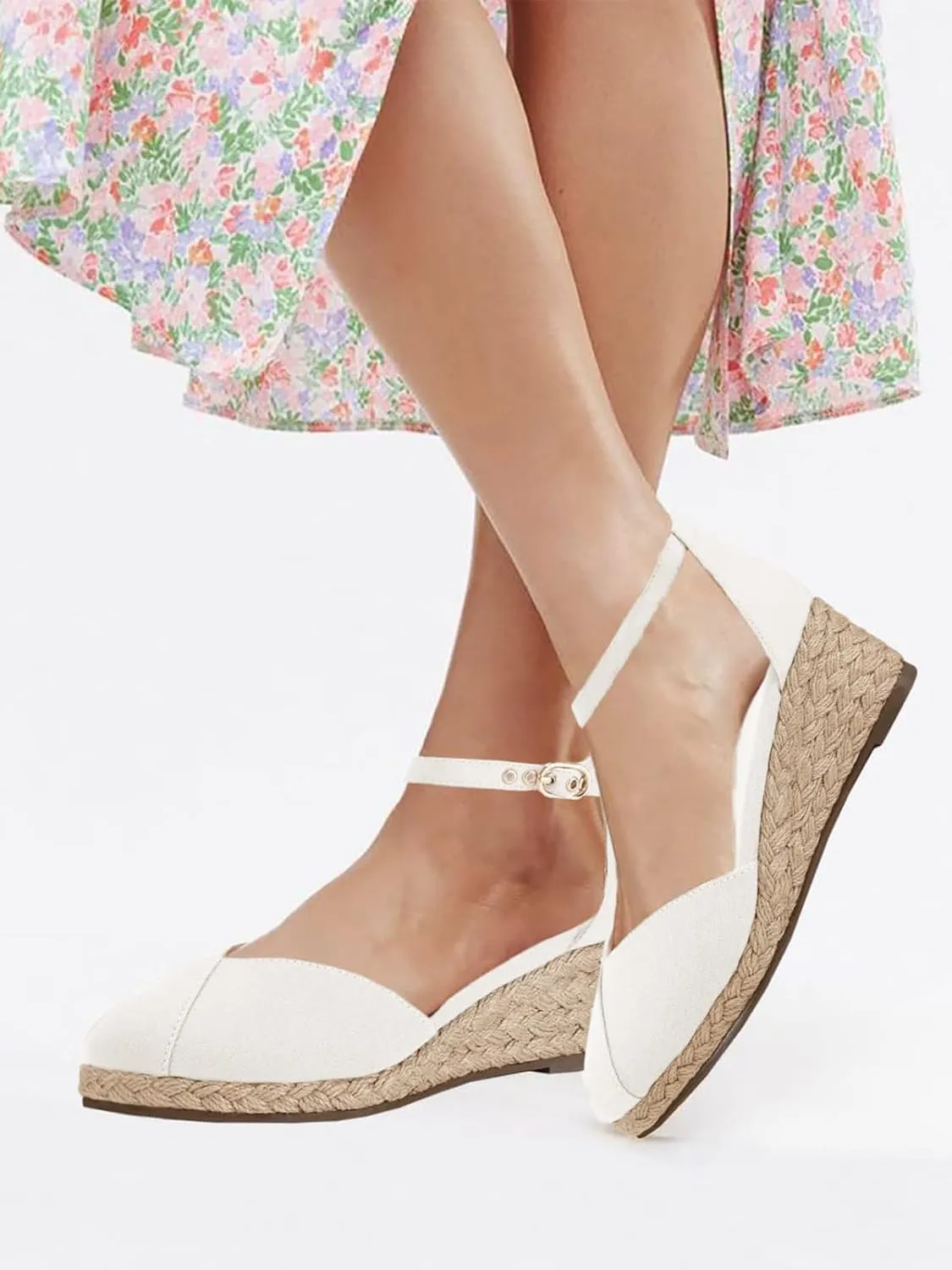 Juliet Holy Womens Espadrilles Sandals Closed Toe Platform Ankle Strap Casual Summer Wedges