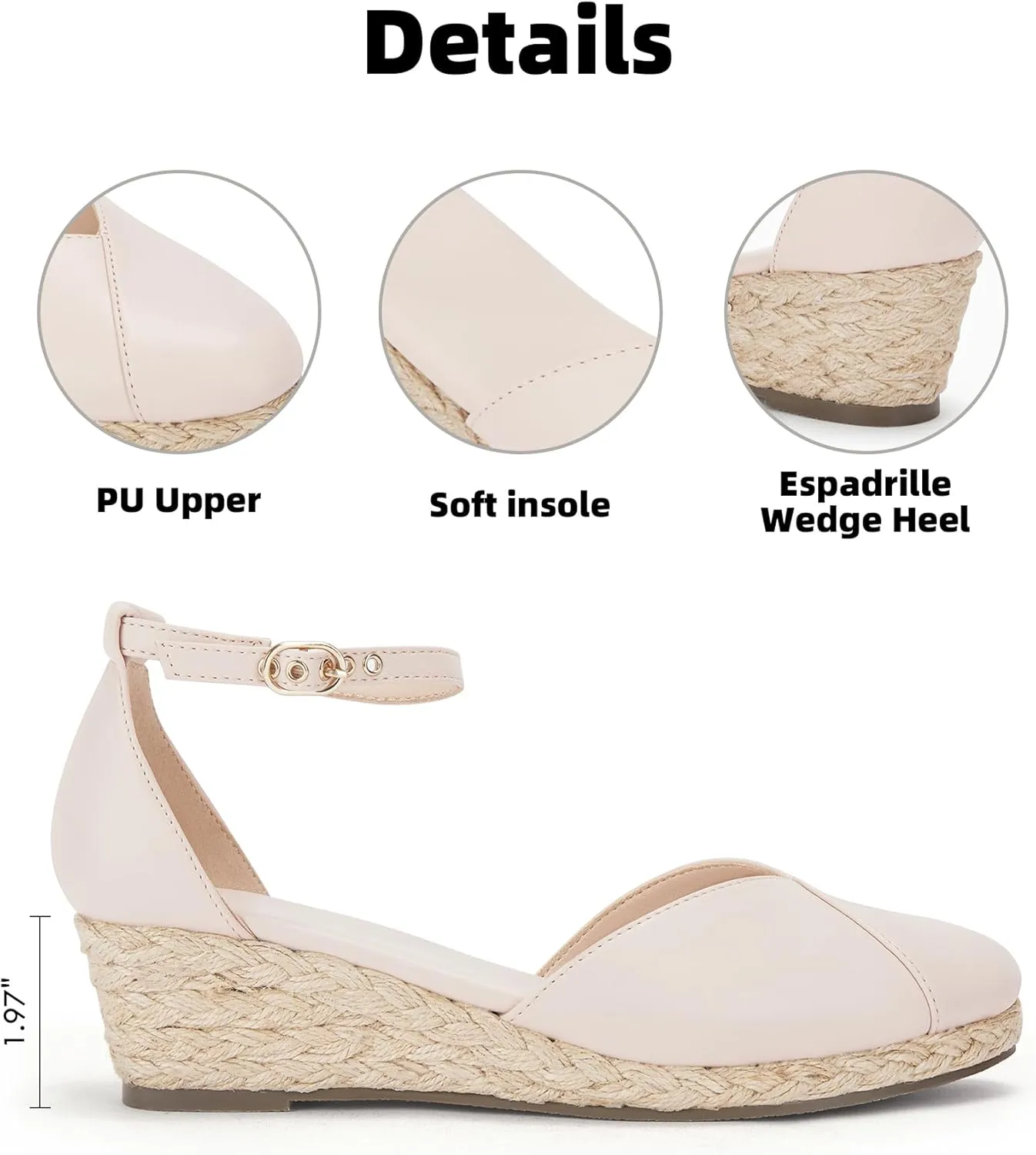 Juliet Holy Womens Espadrilles Sandals Closed Toe Platform Ankle Strap Casual Summer Wedges