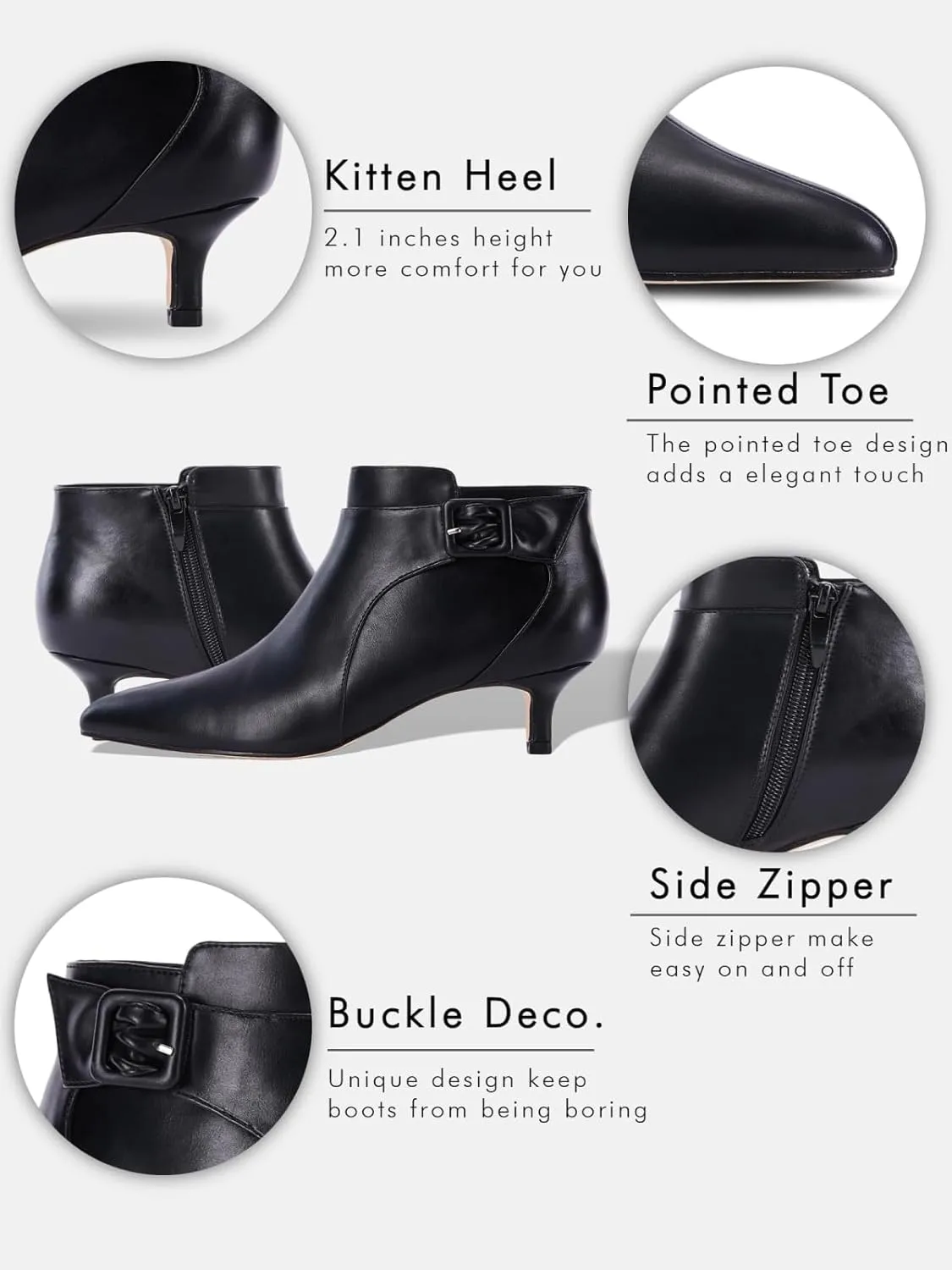 Juliet Holy Womens Pointed Toe Ankle Boots Kitten Heels Faux Suede Booties Side Zipper Dress Shoes