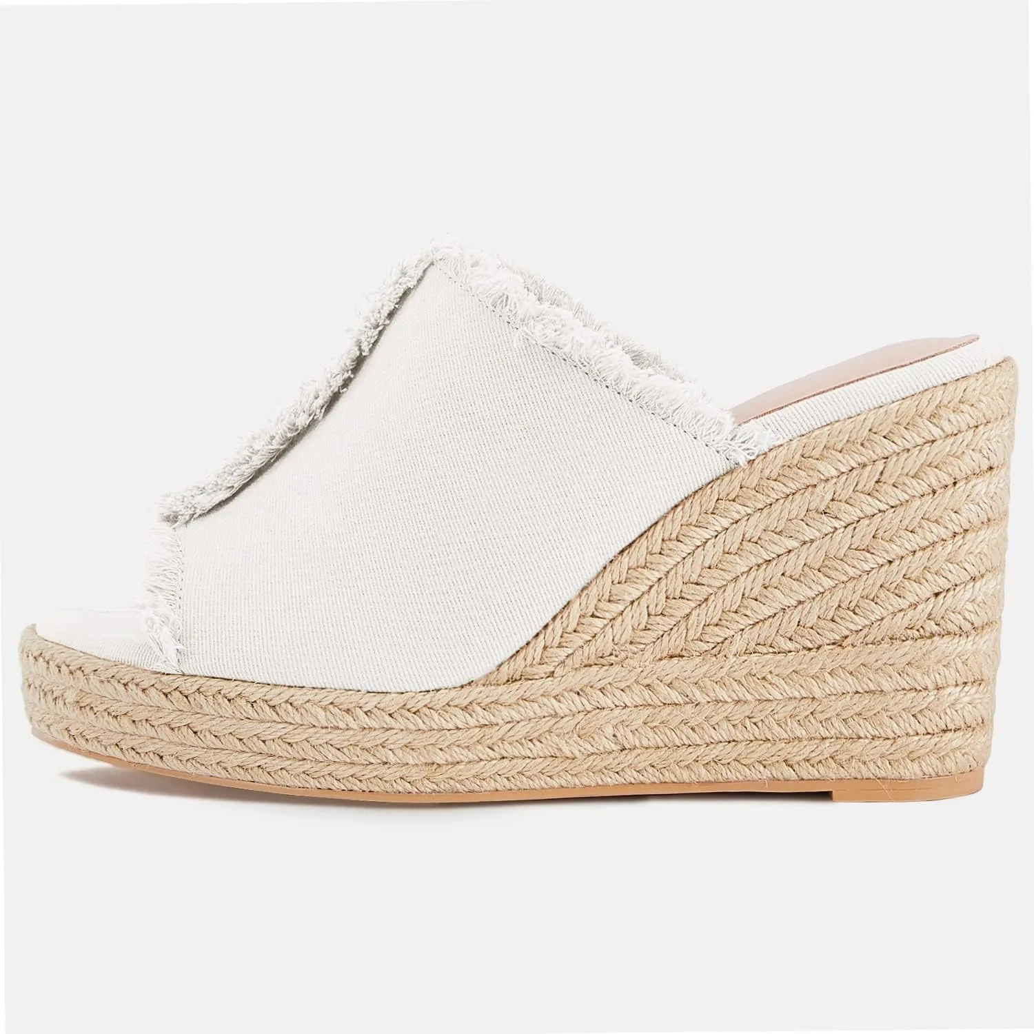 Juliet Holy Womens Wedge Sandals Peep Toe Denim Slip On Backless Espadrilles Platform Sandal Shoes
