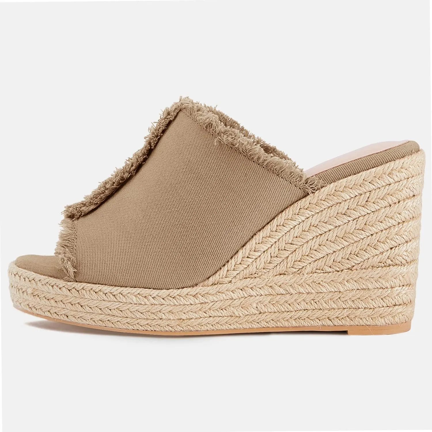Juliet Holy Womens Wedge Sandals Peep Toe Denim Slip On Backless Espadrilles Platform Sandal Shoes