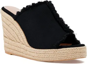 Juliet Holy Womens Wedge Sandals Peep Toe Denim Slip On Backless Espadrilles Platform Sandal Shoes