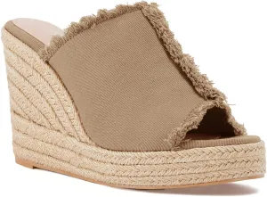 Juliet Holy Womens Wedge Sandals Peep Toe Denim Slip On Backless Espadrilles Platform Sandal Shoes