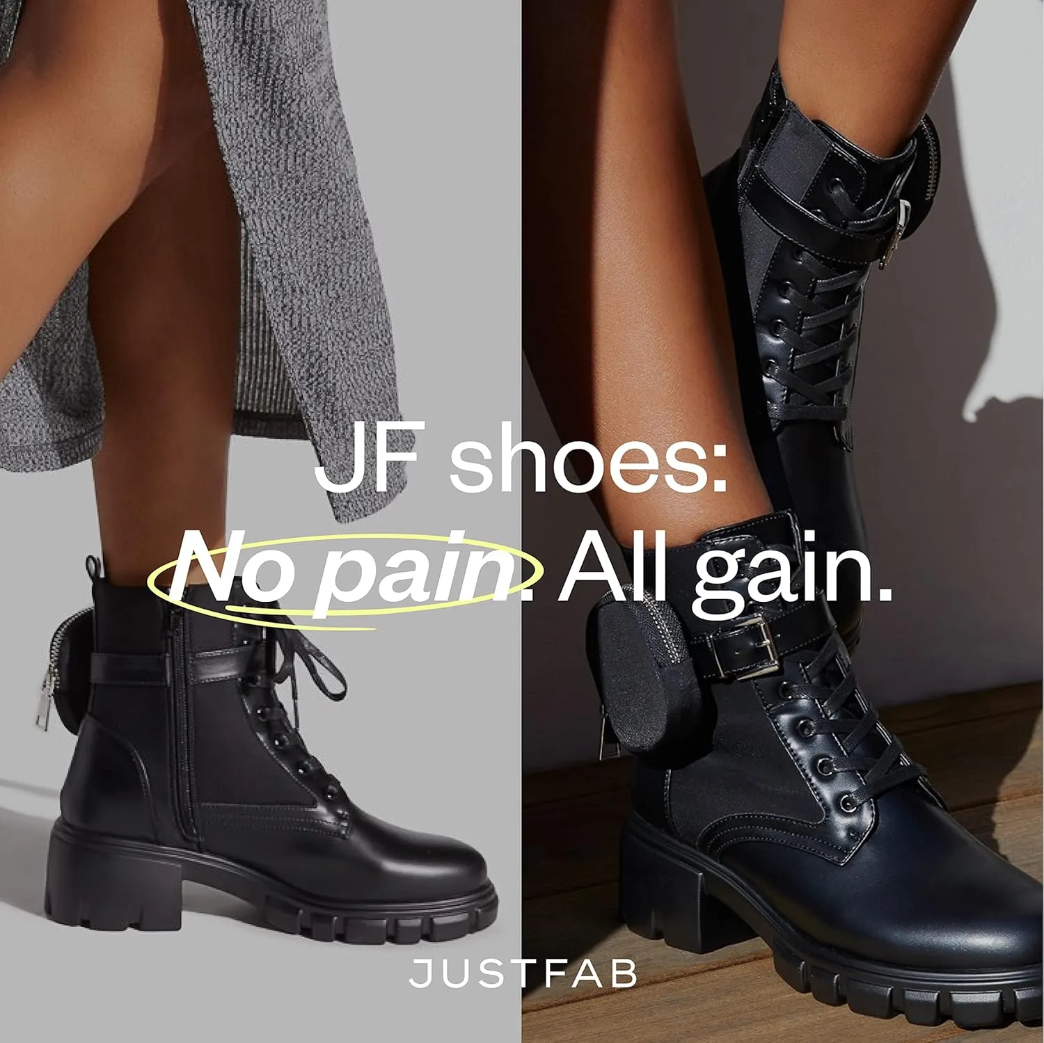 JustFab Womens Combat Boots Fall Boots Lace-up Combat Boots Ankle Booties Platform Shoes for Women - Reverie