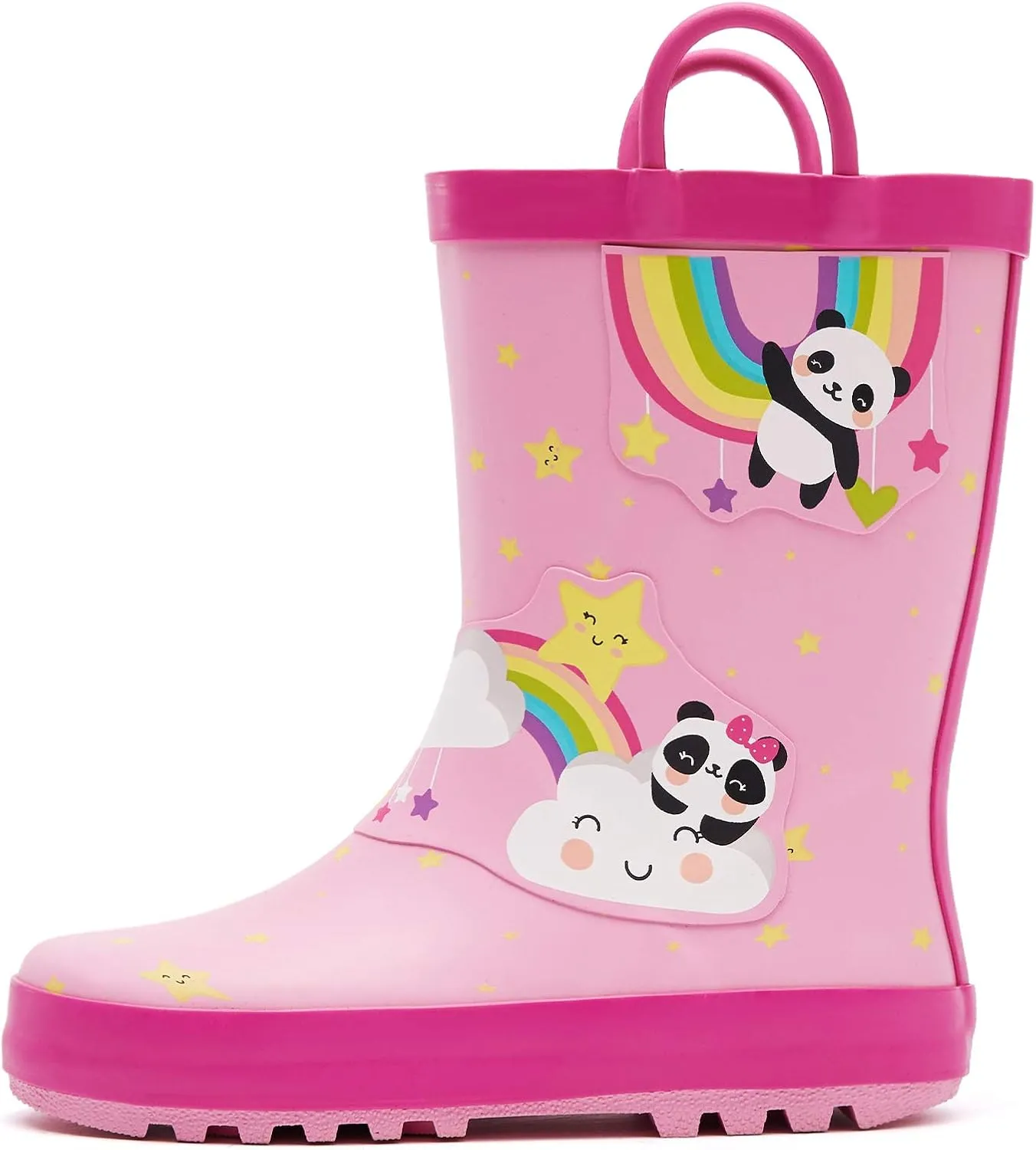 K KomForme Kids Rain Boots Waterproof Printed Rubber boots with Handles