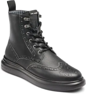 Karl Lagerfeld Paris Men's Side Zip Rubber Sole Wingtip Boot Combat