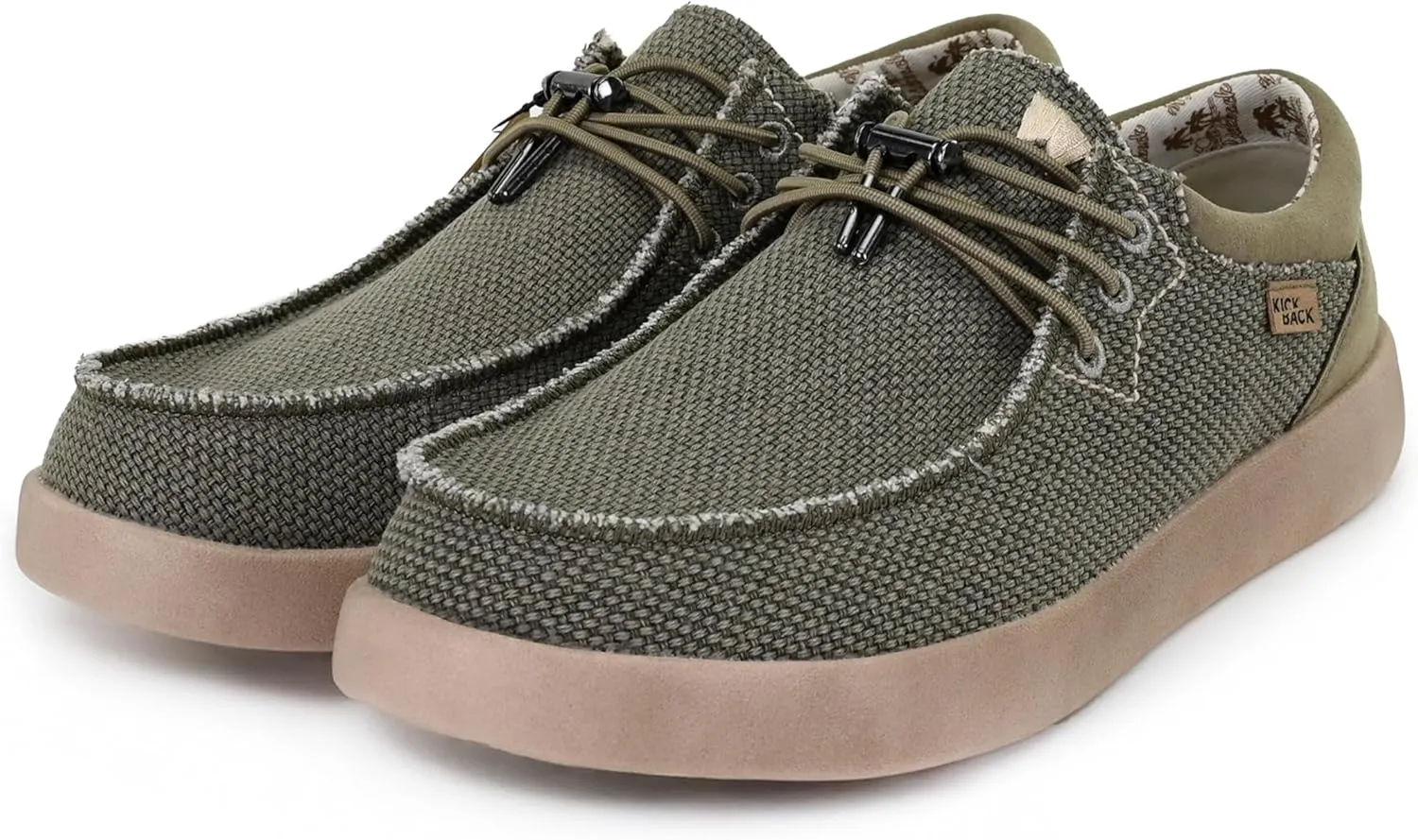Kickback Haven Shoes - Men's Moccasins - Lightweight Lace Up Mens Smart Casual Shoes - All Day Comfort Mens Canvas Shoes - Men's Slip On Shoes