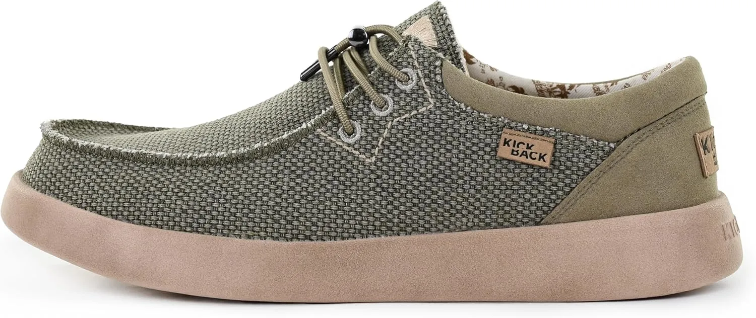 Kickback Haven Shoes - Men's Moccasins - Lightweight Lace Up Mens Smart Casual Shoes - All Day Comfort Mens Canvas Shoes - Men's Slip On Shoes