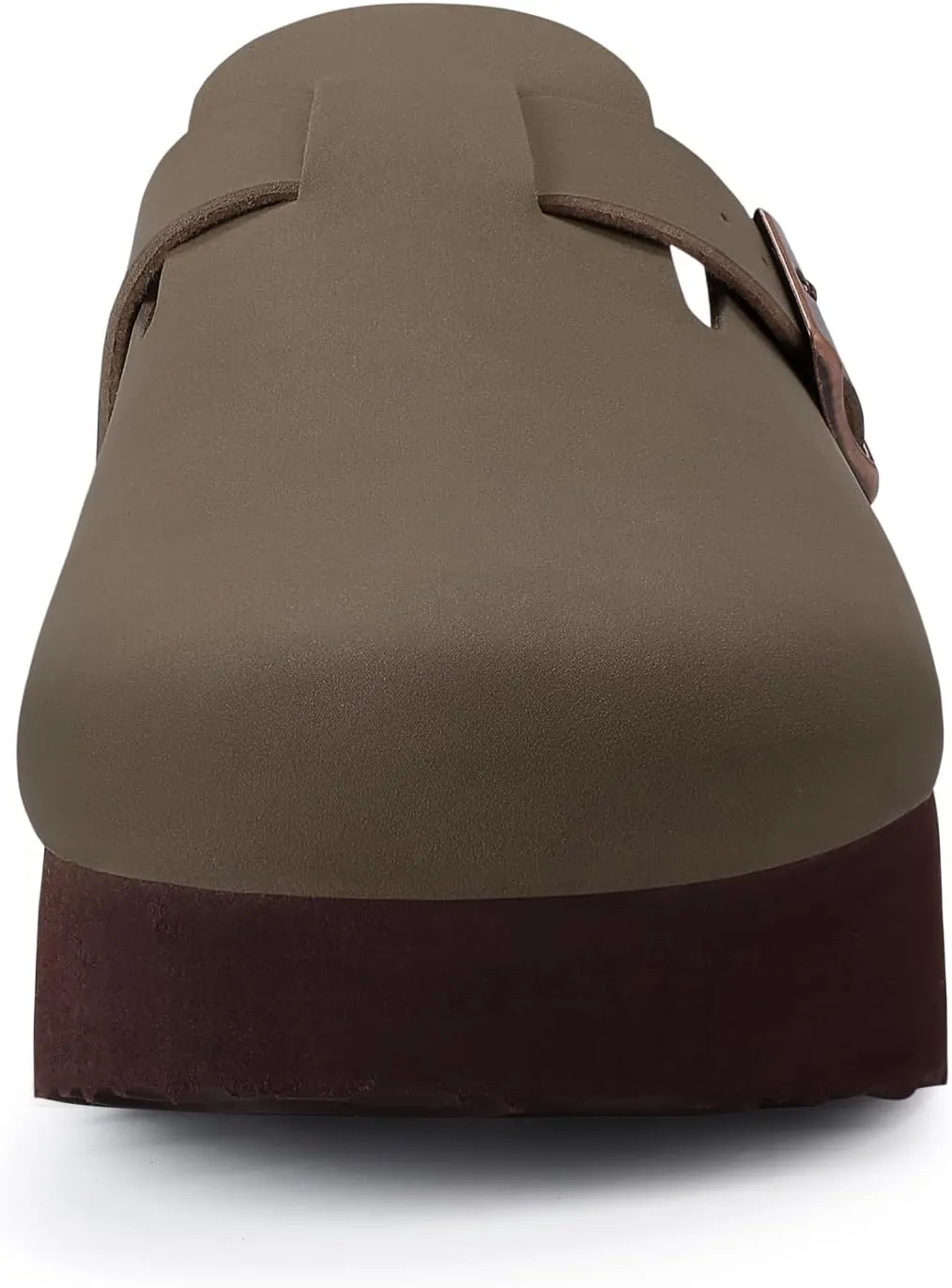 KIDMI Women's Platform Clogs Leather Mules Cork Footbed Potato Shoes