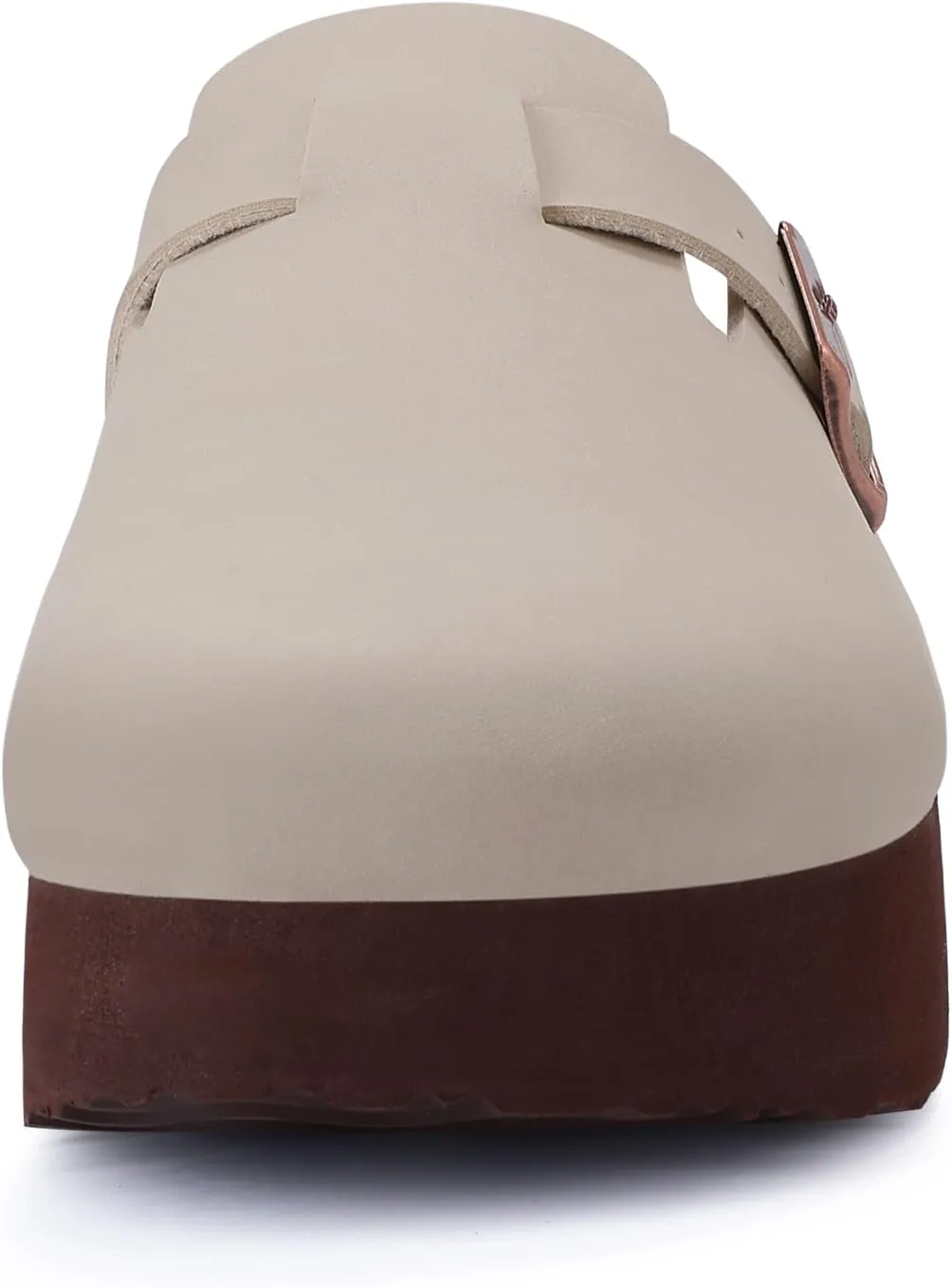 KIDMI Women's Platform Clogs Leather Mules Cork Footbed Potato Shoes