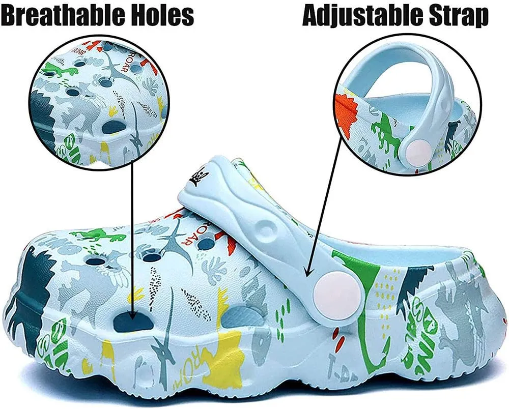 Kids Clogs Boys Girls Toddler Dinosaur Slip on Slide Garden Shoes Cartoon Beach Pool Kids Clog Sandals Slippers Water Clogs