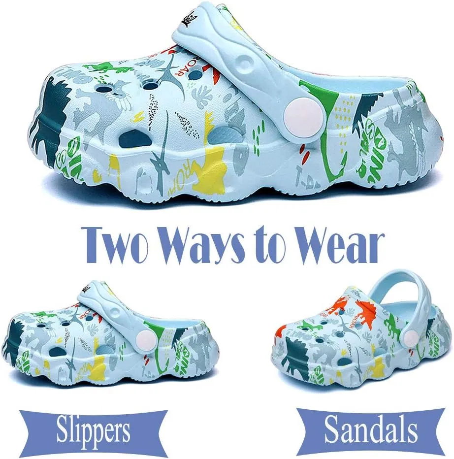 Kids Clogs Boys Girls Toddler Dinosaur Slip on Slide Garden Shoes Cartoon Beach Pool Kids Clog Sandals Slippers Water Clogs