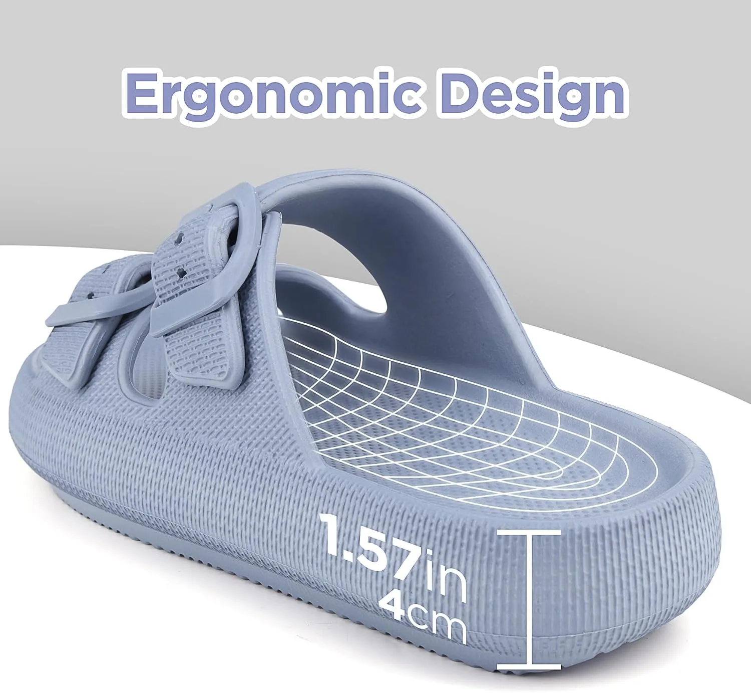Kids Cloud Slides Girls Boys Double Buckle Slip On Sandals Youth Adjustable Flip Flops Summer Soft Pillow Slippers EVA Flat Beach Pool Shower Shoes