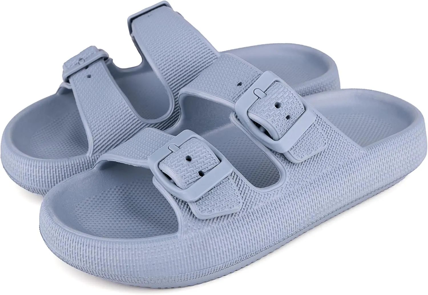 Kids Cloud Slides Girls Boys Double Buckle Slip On Sandals Youth Adjustable Flip Flops Summer Soft Pillow Slippers EVA Flat Beach Pool Shower Shoes