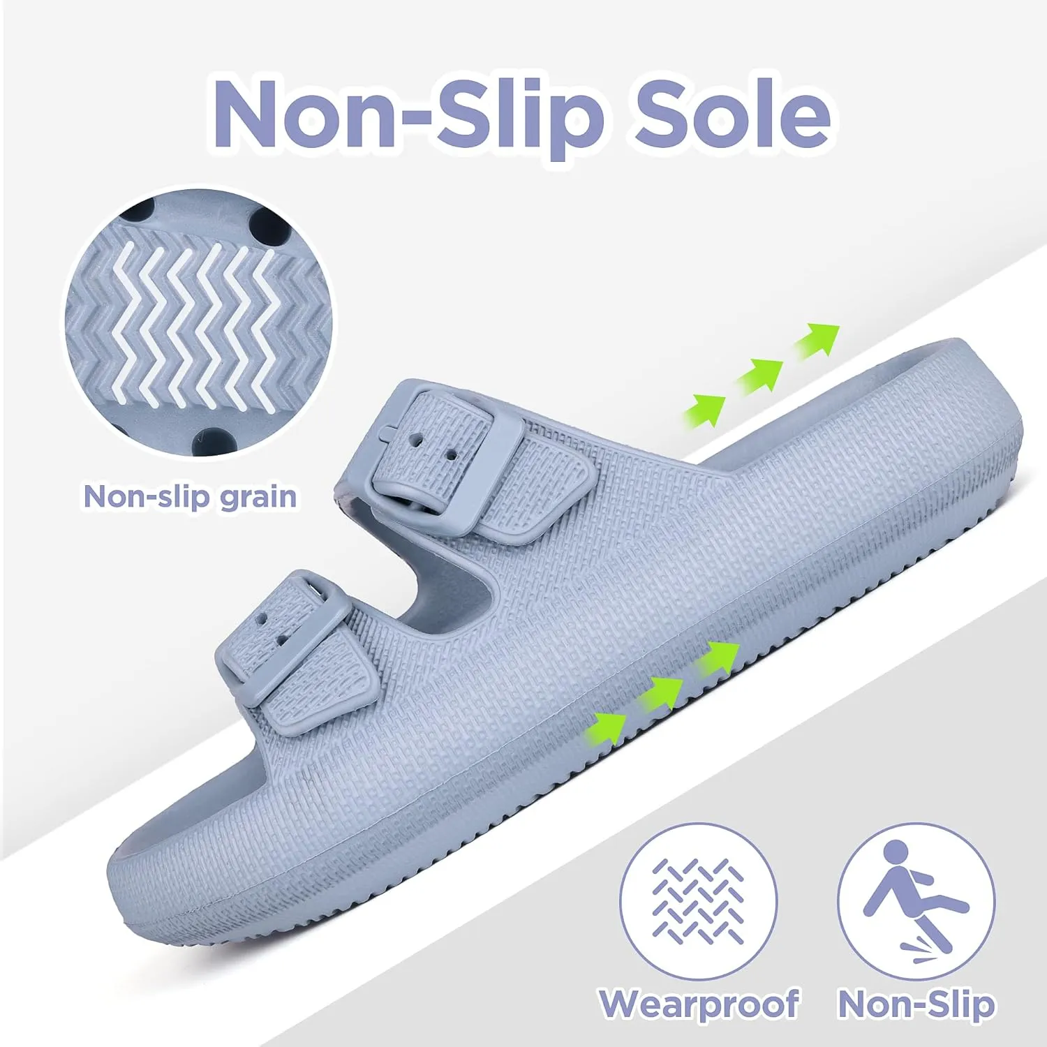 Kids Cloud Slides Girls Boys Double Buckle Slip On Sandals Youth Adjustable Flip Flops Summer Soft Pillow Slippers EVA Flat Beach Pool Shower Shoes
