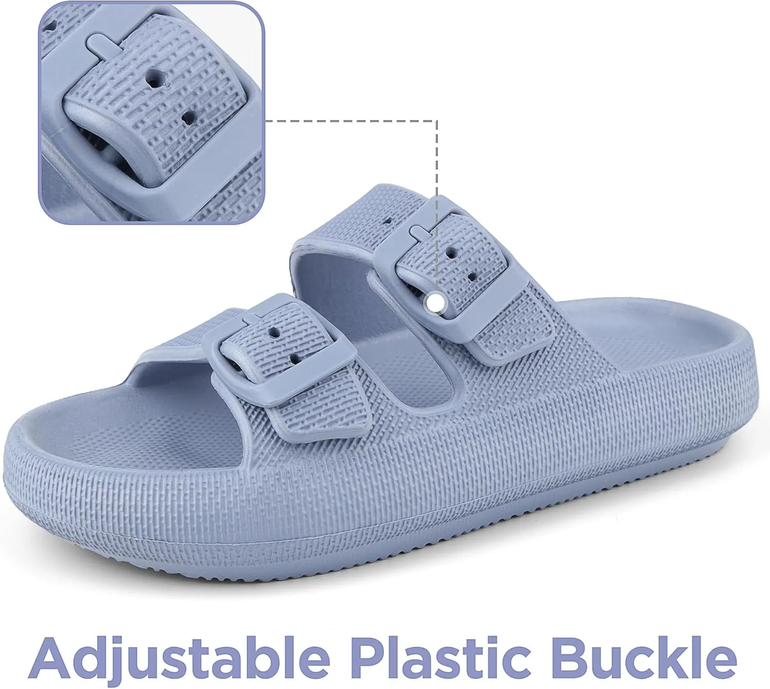 Kids Cloud Slides Girls Boys Double Buckle Slip On Sandals Youth Adjustable Flip Flops Summer Soft Pillow Slippers EVA Flat Beach Pool Shower Shoes