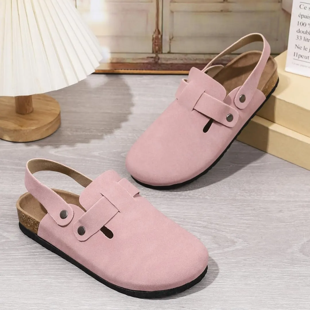 Kids Footbed Cork Sandals Beach Slides Suede Clogs Slip On Mules Boys Girls