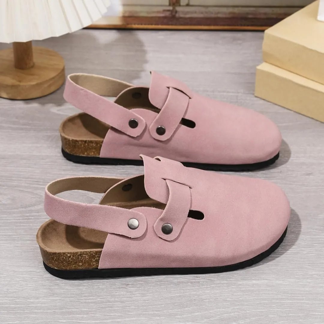 Kids Footbed Cork Sandals Beach Slides Suede Clogs Slip On Mules Boys Girls
