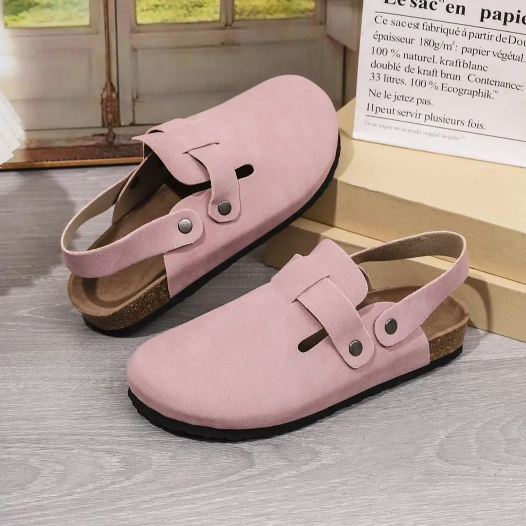 Kids Footbed Cork Sandals Beach Slides Suede Clogs Slip On Mules Boys Girls